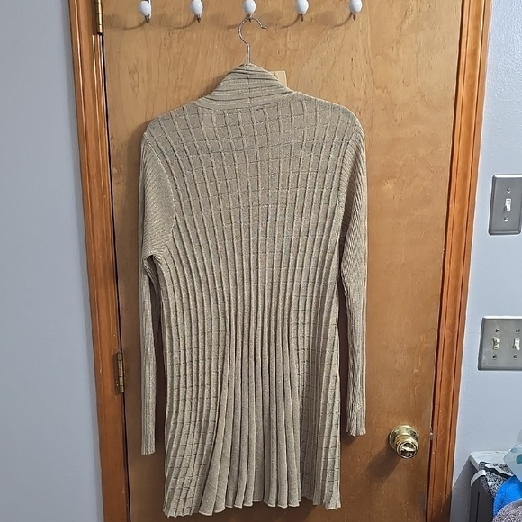 Tan Ribbed Open Front Sweater - Picture 4 of 4